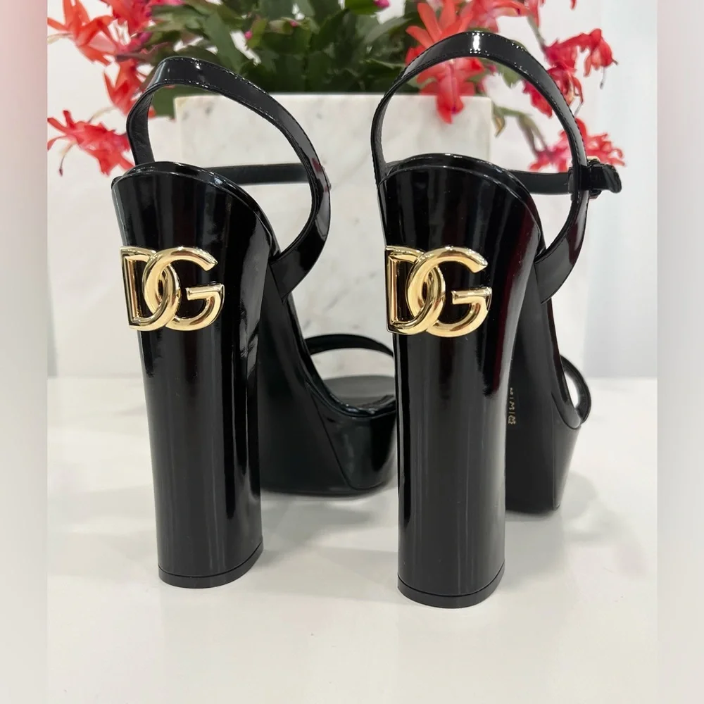 Dolce & Gabbana Polished calfskin platform sandals